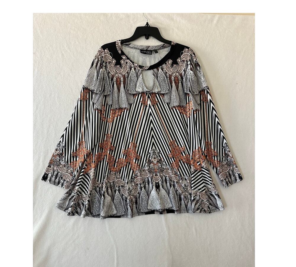 Attitudes by Renee Artsy Flowy A-Line Tunic top 1X